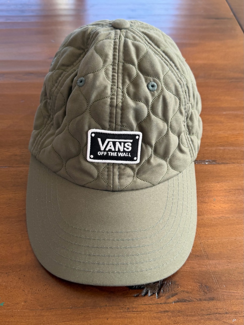 Vans Olive Quilted Baseball Cap with Logo Patch